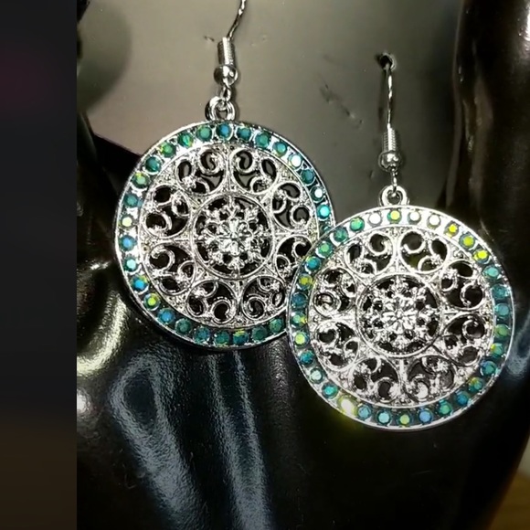Iridescent earrings silvertone